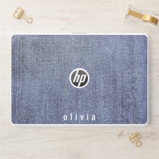 Personalized Name Modern Blue Jeans HP Laptop Skin