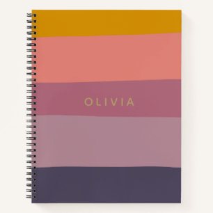 Personalized Name Modern Color Block Earthy Colors Notebook
