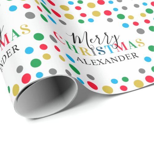 Personalized Name Modern Colorful Christmas Wrapping Paper
