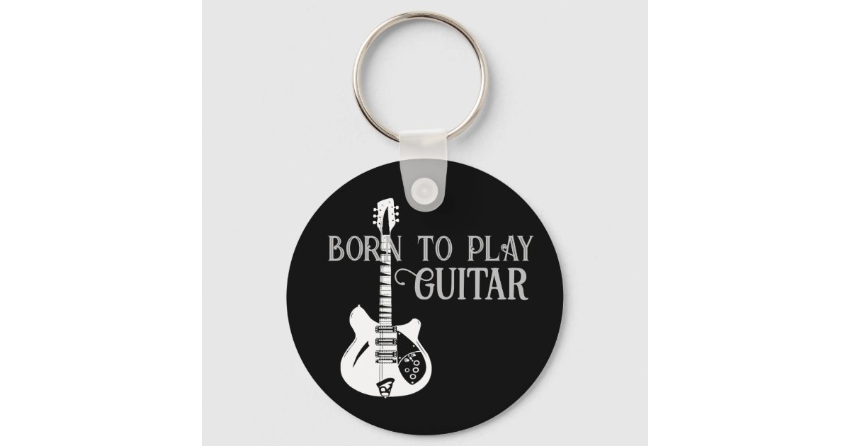 Personalized Name Modern Minimal Electric Guitar Keychain | Zazzle