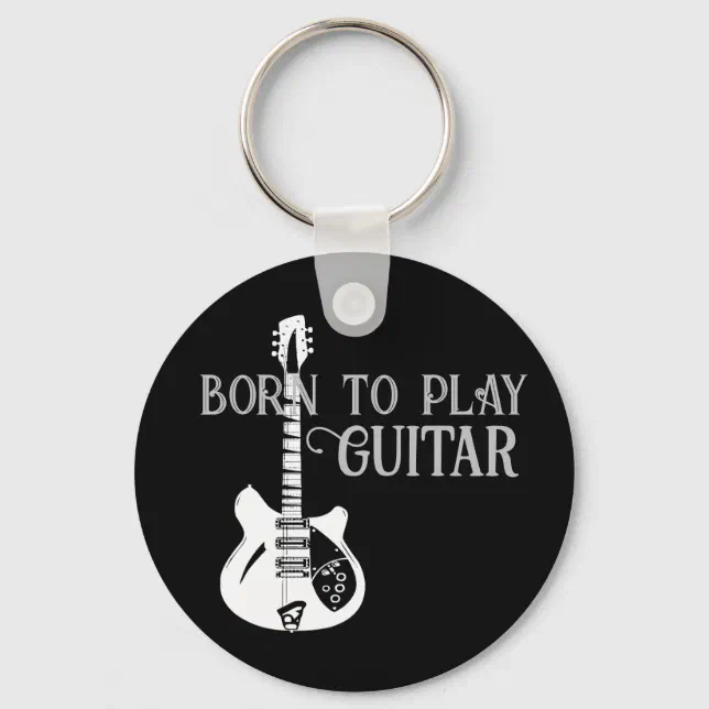 Personalized Name Modern Minimal Electric Guitar Keychain | Zazzle