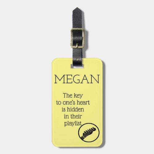 Personalized Name Modern Minimal Electric Guitar L Luggage Tag
