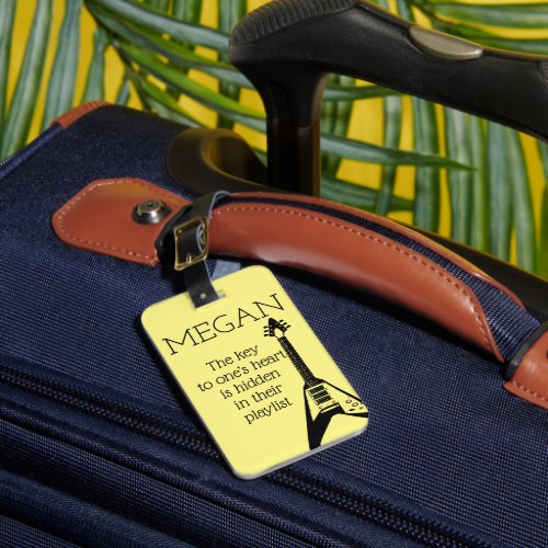 Personalized Name Modern Minimal Electric Guitar L Luggage Tag