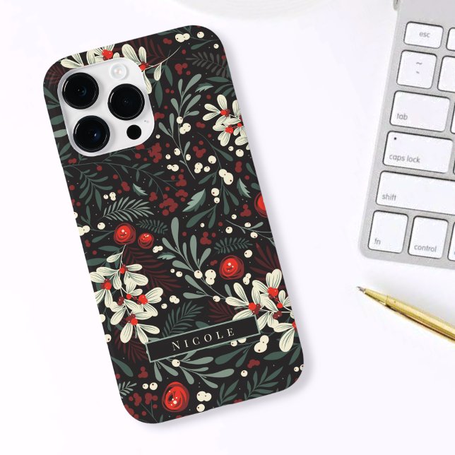 Personalized Name Modern Moody Floral Botanical Case-Mate iPhone Case (Creator Uploaded)