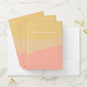 Personalized Name Modern Peach Yellow Pastel  Pocket Folder