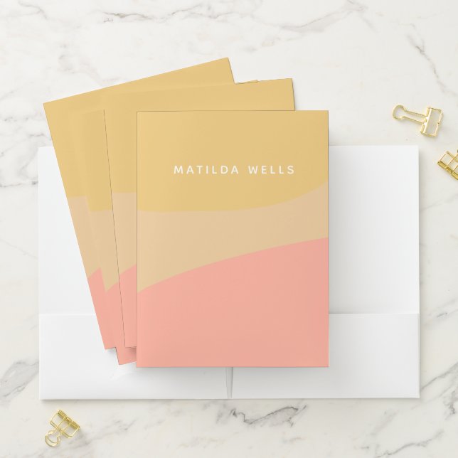 Personalized Name Modern Peach Yellow Pastel  Pocket Folder (In Situ)