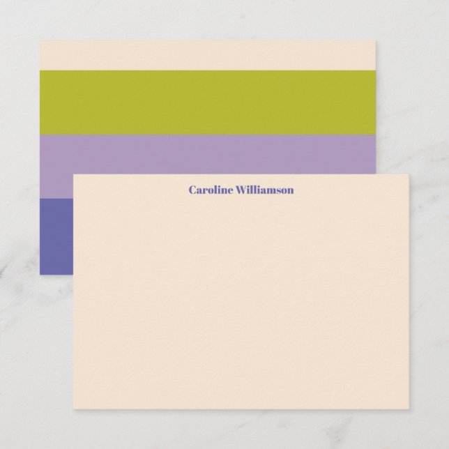 Personalized Name Modern Purple Green Bold Thank You Card (Front/Back)