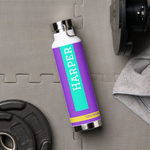 Personalized Name Modern Purple Water Bottle
