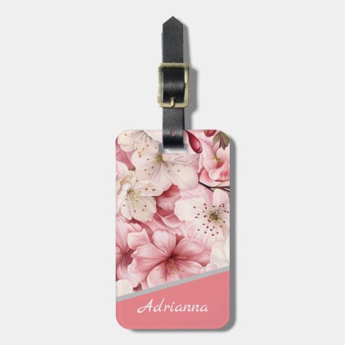 Personalized Name Modern Sakura Blossom Pink Luggage Tag