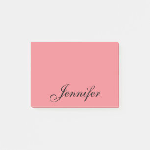 Personalized Name Modern Script Coral Pink Post-it Notes