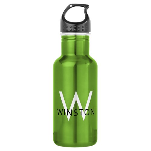 Personalized Name Modern Simple Monogram Sports Stainless Steel Water Bottle