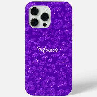Personalized Name Modern Stylish Glitter Blue iPhone 15 Pro Max Case