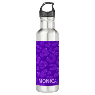 Personalized Name Modern Stylish Purple Glitter  Stainless Steel Water Bottle