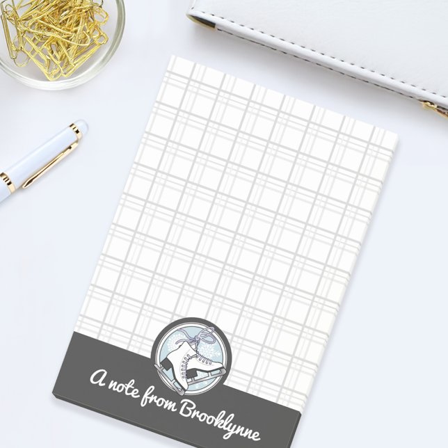 Personalized Name Modern Tartan Ice Skating Post-it Notes (Creator Uploaded)