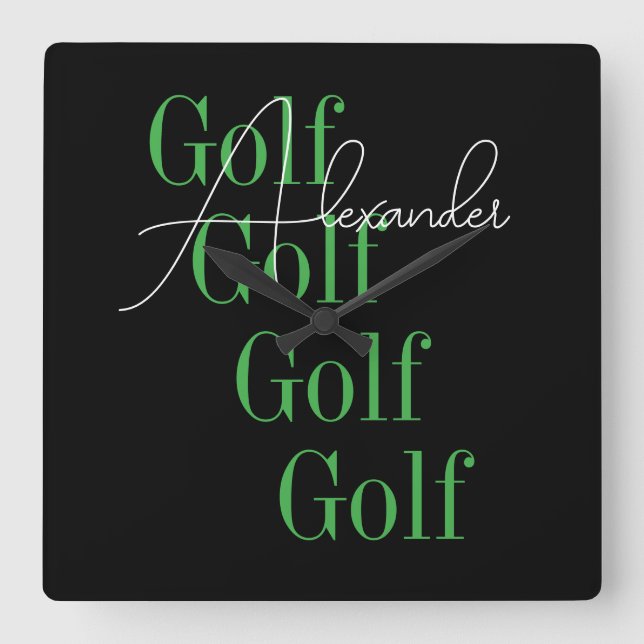 Personalized Name Modern Typography Square Wall Clock (Front)