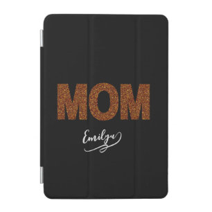 Personalized name mom elegant brown glitter iPad mini cover