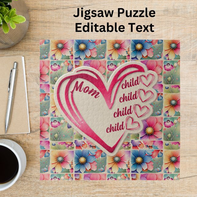 Personalized Name Mom Kids Floral All Over Print Jigsaw Puzzle (Creator Uploaded)