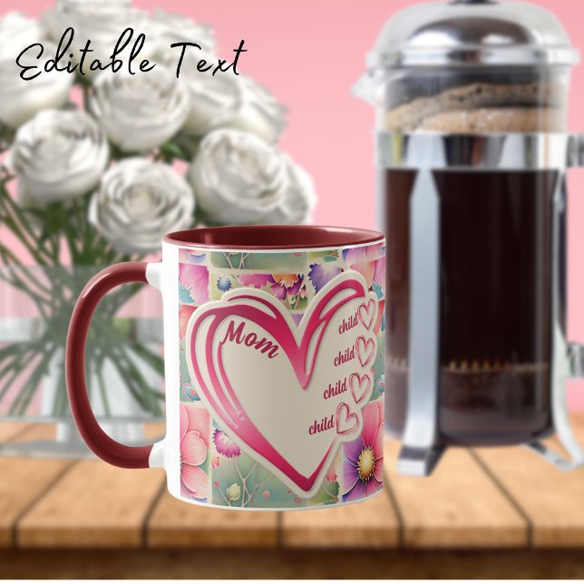 Personalized Name Mom Kids Floral All Over Print Mug (Creator Uploaded)