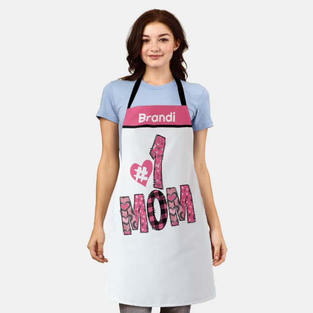 Personalized Name Mom Number one Chef Baker Gift Apron (Worn)