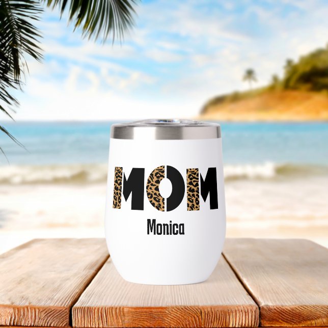 Personalized name mom  thermal wine tumbler (Beach (Rotated))
