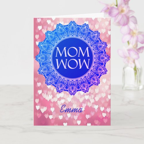 Personalized Name MOM WOW Aesthetic Greeting Card