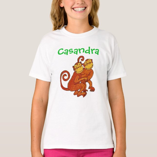 Personalized /name .Monkeys /Noah's Floating Zoo T-Shirt (Front)