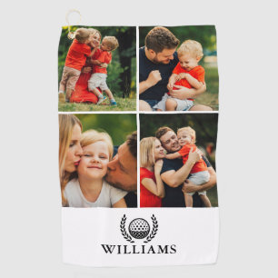 Personalized Name Monogram 4 Photo Golf Towel