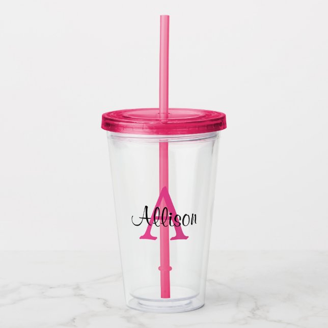 Personalized Name Monogram Acrylic Tumbler (Front)