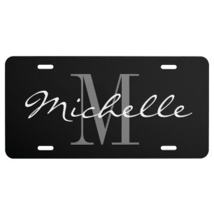 Personalized name monogram aluminum license plate