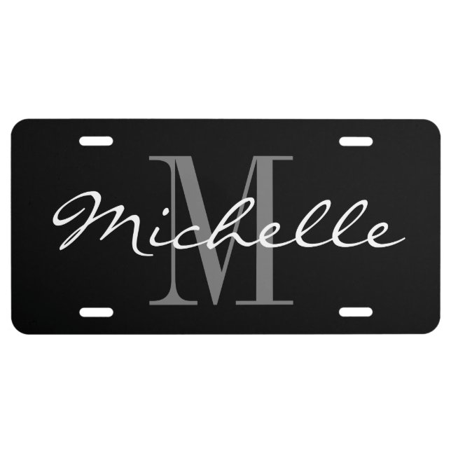 Personalized name monogram aluminum license plate (Front)