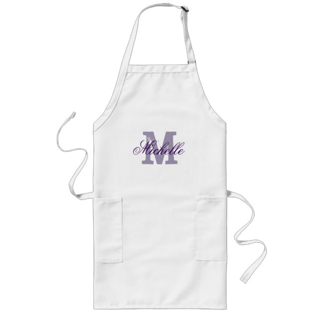 Personalized name monogram apron | Lavender purple (Front)