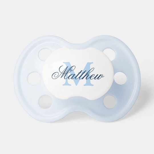 Personalized name monogram baby pacifier for boys