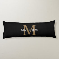 Personalized Name Monogram Black Body Pillow