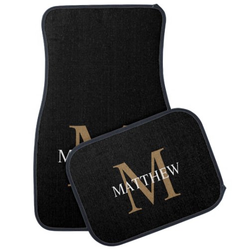 Personalized Name Monogram Black Car Floor Mat