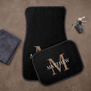 Personalized Name Monogram Black Car Floor Mat