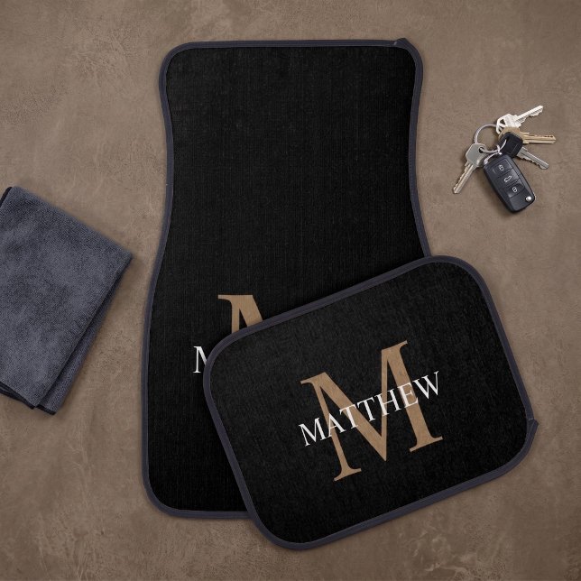 Personalized Name Monogram Black Car Floor Mat (Creator Uploaded)