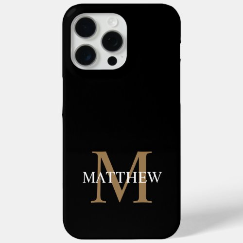 Personalized Name Monogram Black iPhone 15 Pro Max Case