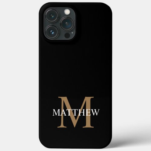 Personalized Name Monogram Black iPhone 13 Pro Max Case