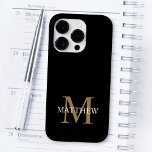 Personalized Name Monogram Black Case-Mate iPhone 14 Pro Case<br><div class="desc">Create your own personalized black round phone case with your custom name and monogram.</div>