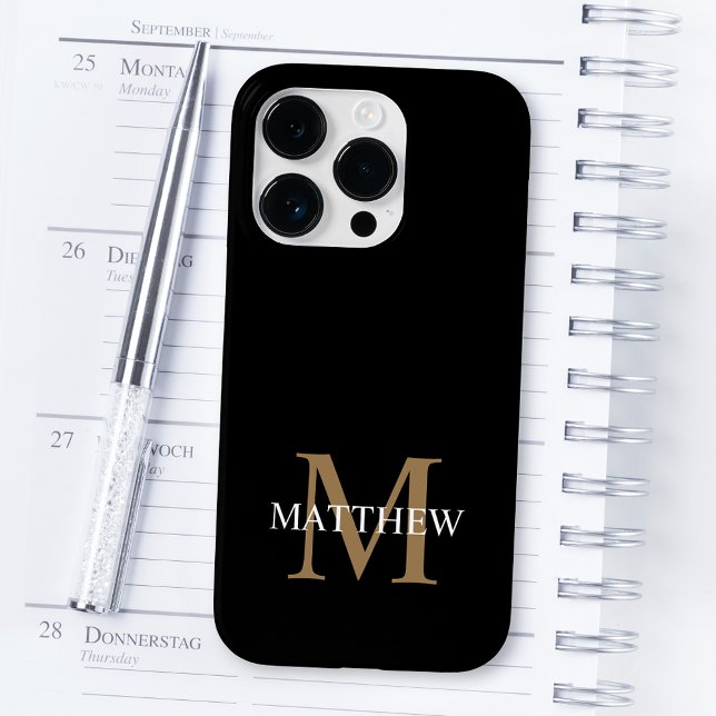 Personalized Name Monogram Black Case-Mate iPhone Case (Creator Uploaded)