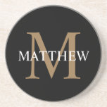 Personalized Name Monogram Black Coaster<br><div class="desc">Create your own personalized black round coaster with your custom name and monogram.</div>