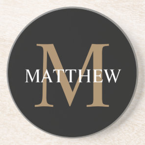 Personalized Name Monogram Black Coaster