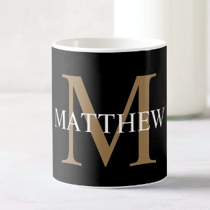 Personalized Name Monogram Black Coffee Mug