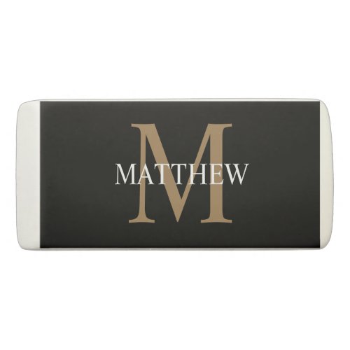 Personalized Name Monogram Black Eraser