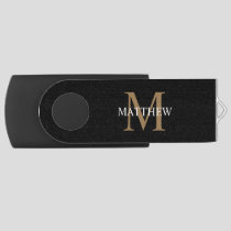 Personalized Name Monogram Black Flash Drive