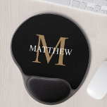Personalized Name Monogram Black Gel Mouse Pad<br><div class="desc">Create your own personalized black round  gel mouse pad with your custom name and monogram.</div>