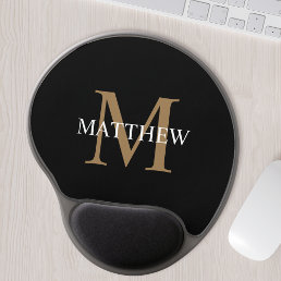 Personalized Name Monogram Black Gel Mouse Pad