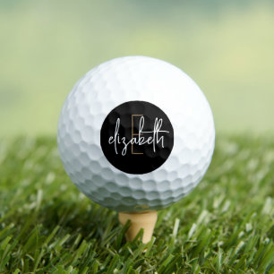 Personalized Name Monogram Black  Golf Balls