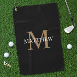 Personalized Name Monogram Black Golf Towel<br><div class="desc">Create your own personalized black round golf towel with your custom name and monogram.</div>