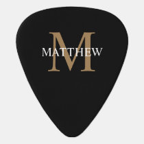 Personalized Name Monogram Black Guitar Pick
